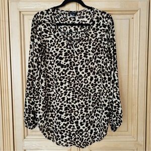 Torrid Brown/Black Sz 00 Cheetah Long Sleeve Blouse.